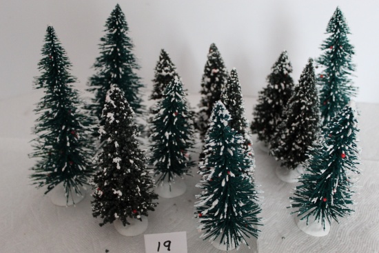 Hawthorne Village, 12 Winter Pine Trees, 2002, #91224, 5 1/2" - 7 1/2"