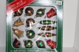 Imported Hand Decorated  Glass Christmas Ornaments, Bradford, Made In Mexico, Box has tear