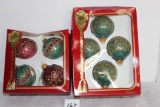 8 Glass Ornaments, Victoria Collection, Made In USA, Each 2 1/2