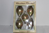 5 Hand Decorated Glass Ornaments, Christmas Classics