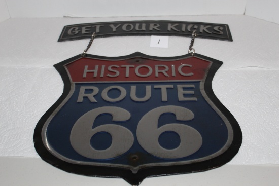 Get Your Kicks, Historic Route 66 Metal Sign, 20" L x 16" W