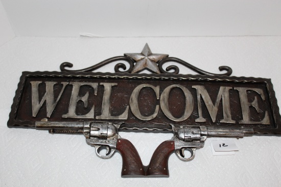 Western Hanging Welcome Sign, Resin, 19 1/2" x 11 1/2"