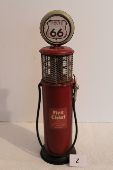 Fire Chief/Route 66 Gas Pump, Metal, 14" x 3 3/4" round