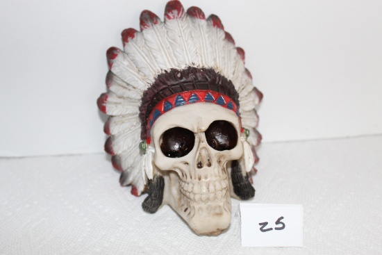 Skull, Indian, Plastic, 5 1/2"H x 5 1/4" W