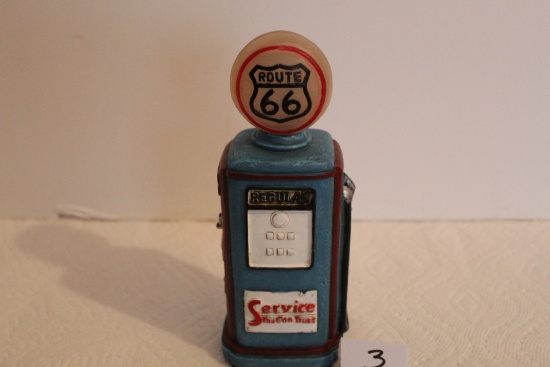 Route 66, Service You Can Trust Gas Pump, Resin, Top Lights, Battery Operated, 7 1/2"