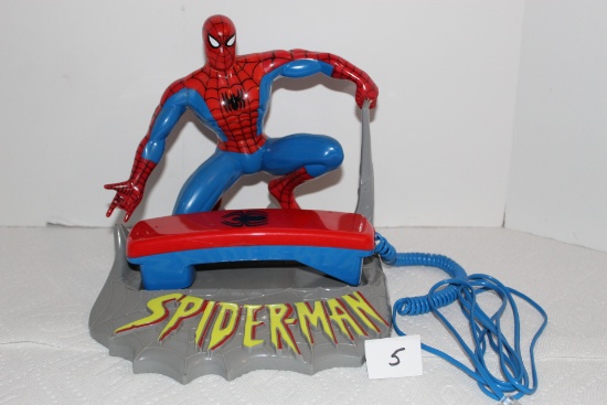 Spider-Man Phone and Stand, Plastic, 1994, Marvel Entertainment Group, 9 1/2" W x 9" H x 9" D