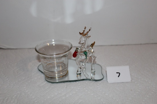 Reindeer & Candle Holder, You Make The World A Brighter Place, Glass, 5" x 3"H