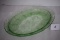 Green Depression Glass Serving Platter, Cherry Blossoms, Jeanette, 11