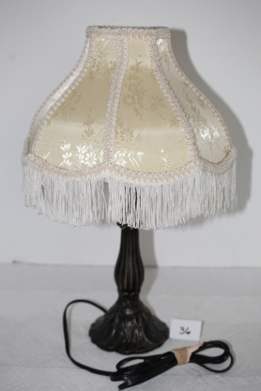 Table Lamp With Shade, Metal & Fabric Shade, 16"H x 9 1/2" round shade, Works