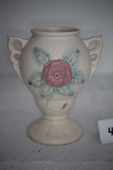 Hull, USA, Open Rose Double Handle Vase, 131-4 3/4"