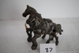 Cast Iron Horses & Hitch For Parts or Restoration, 4 1/2