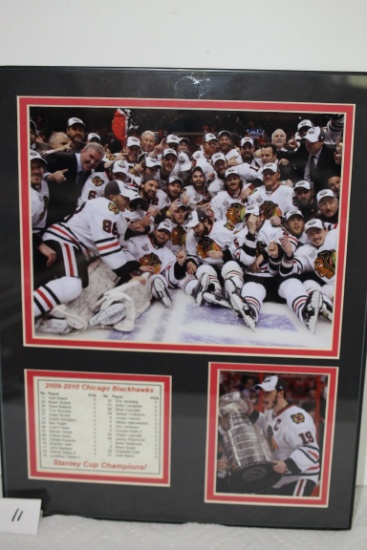 2009 - 2010 Chicago Blackhawks Stanley Cup Champions, 14" x 11" incl. frame