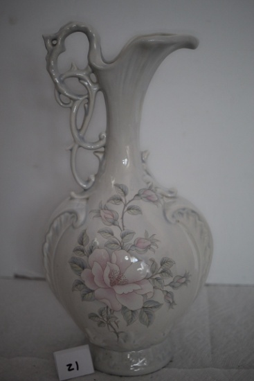 Ceramic Pitcher Vase, SKN On Bottom, 13"