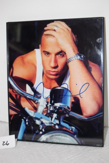 Framed Vin Diesel Signed 8" x 10" Photo, TelStar One Memorabilia, COA