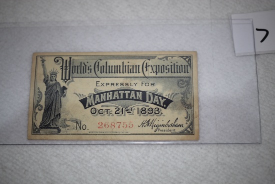 World's Columbian Exposition, For Manhattan Day, Oct. 21st 1893, #268755,