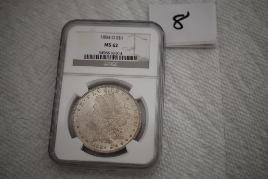 1884 O S$1, MS 62, NGC
