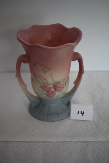 Hull Art Pottery, Wildflower, Double Earred Vase, USA, W-3-5 1/2", Chip