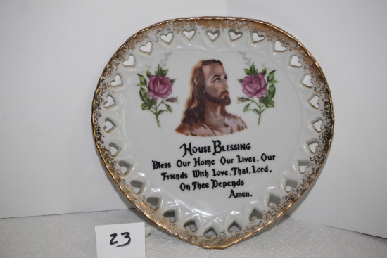 House Blessing Hanging Plate, Made In Japan, 7" x 7"