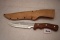 Hanson Stainless Steel Knife & Leather Case, Made In Japan, 4 1/2