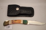 Knife & Leather Case, Parker-Imai, Surgical Steel, K-250, Made In Japan, 3 3/4