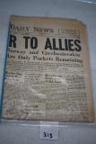 The Beloit Daily News, Newspaper, May 1945, Headline-Surrender To Allies