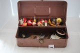 Assorted Fishing, Metal Tackle Box, 13 3/4