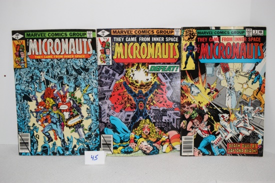 3 The Micronauts Comics, Marvel Comics, #3-1978, #9-1979, #10-1979