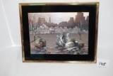 Framed Foil Picture, So. West Pottery/Cactus, Made In USA, Bloom Brothers Co.