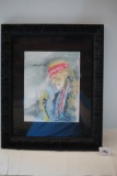 Framed & Matted Willie Nelson Drawing/Painting, Dimmick, 16 3/4