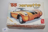 55 Corvette Plastic Model Kit, 1/25 Scale, AMT, #T287, Pieces not verified, Box damaged