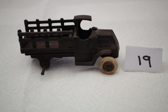 Cast Iron Truck For Parts Or Repair, 4 1/4"L x 2 1/4", Missing 3 wheels