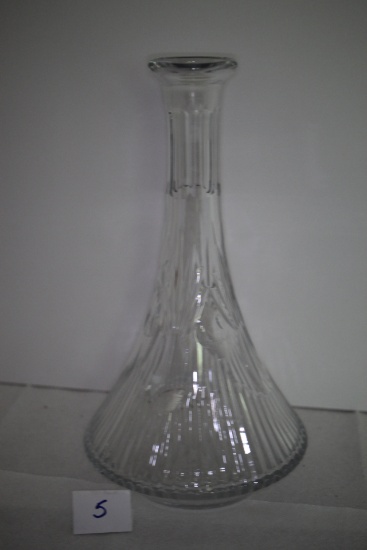 Glass Decanter Bottle, 12" x 6 1/2" round