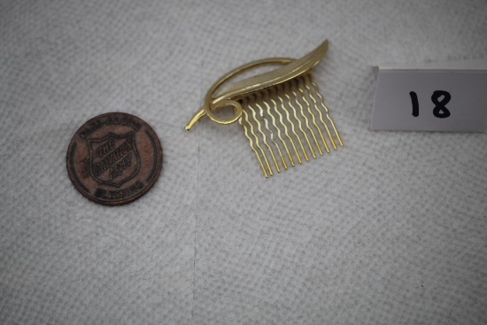Hair Pin, The Salvation Army Pass Along Metal Token, Pin-1 1/2"L x 2 1/4"W, Token-1 1/4" round
