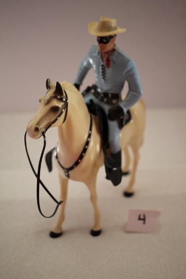 Lone Ranger & Horse Silver, Plastic, Hartland Plastics, 9 1/2"H x 9 1/2"L, One gun missing