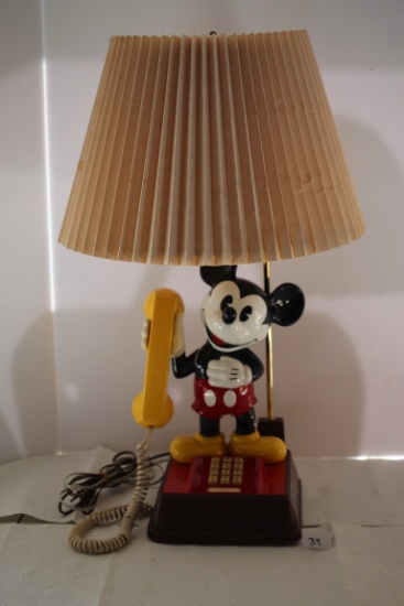 Mickey Mouse Telephone Lamp, Plastic & Metal, Walt Disney Productions