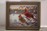 Framed Cardinal Print, Kim Norlien, Plastic Frame, 13 1/4