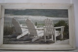 Framed Beach Chair Picture, Wooden, 26