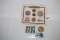 Vintage Abraham Lincoln Commemorative Coin & 3 Stamps, 5 Macau Coins