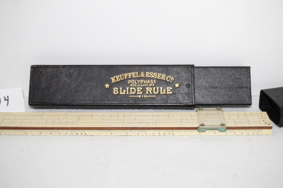 Slide Rule With Case, Keuffel & Esser Co., Polyphase, Pat. June 5, 1900, Slide Rule 10 3/4"