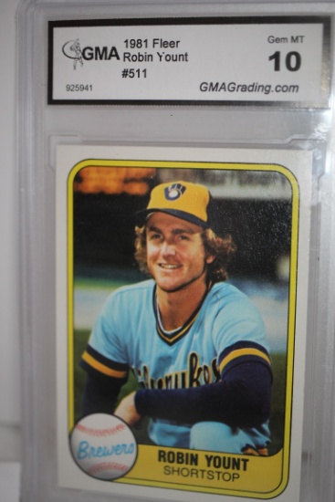 Robin Yount, 1981 Fleer Card, #511, GMA Grade 10, Gem MT, #925941