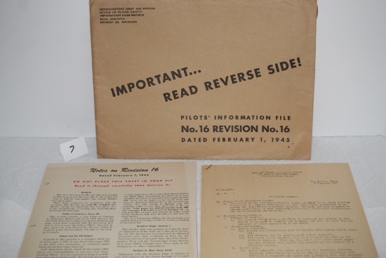 Pilot's Information File, No. 16 Revision No. 16, Dated February 1, 1945