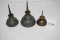 3 Thumb Oil Cans, Metal, 2 3/4