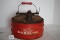 Vintage 2 Gal. Phil Rite Gasoline Can With Push Button Airflow Control, Metal, Wooden Handle