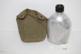 Military Canteen & Cover, Korean War Era, Made In Japan, 7 1/2