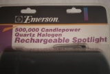 Rechargeable Spotlight, 500,000 Candlepower, Quartz Halogen, Emerson, EHS775, NIP