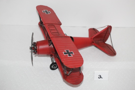 Red Baron Metal Airplane, 10"L x 11 3/4"W