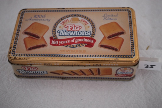 Fig Newtons 100th Anniversary Tin, Limited Edition, 1891-1991, Nabisco, 9" x 5"