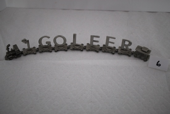 Vintage Fort Pewter Train, #1 Golfer, Each Piece Approx. 1 1/2" x 1 1/2"