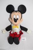 Vintage Mickey Mouse Doll, Stuffed, Rubber Face, Hard Plastic Hands-Feet, Disney, 14