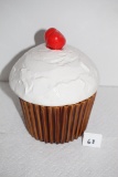 Vintage Ceramic Cupcake Cookie Jar, J54, Made In USA, 8